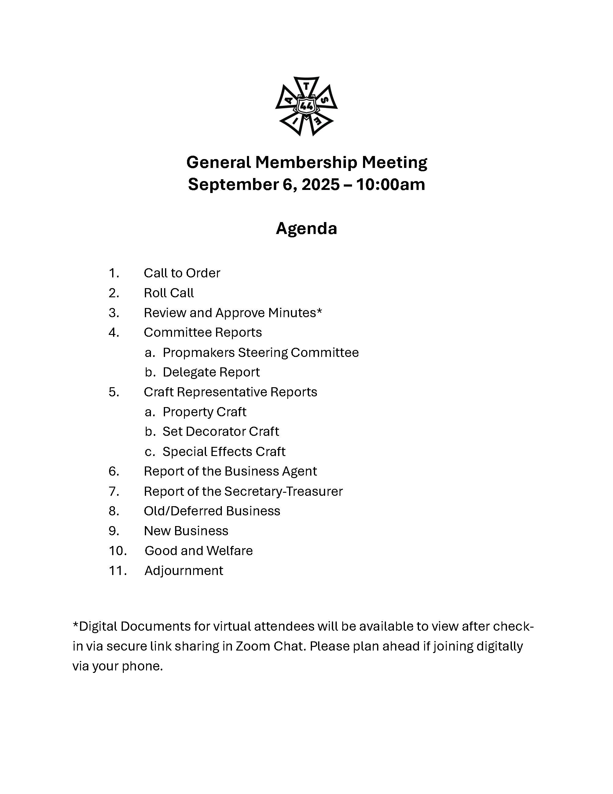 GMM Agenda